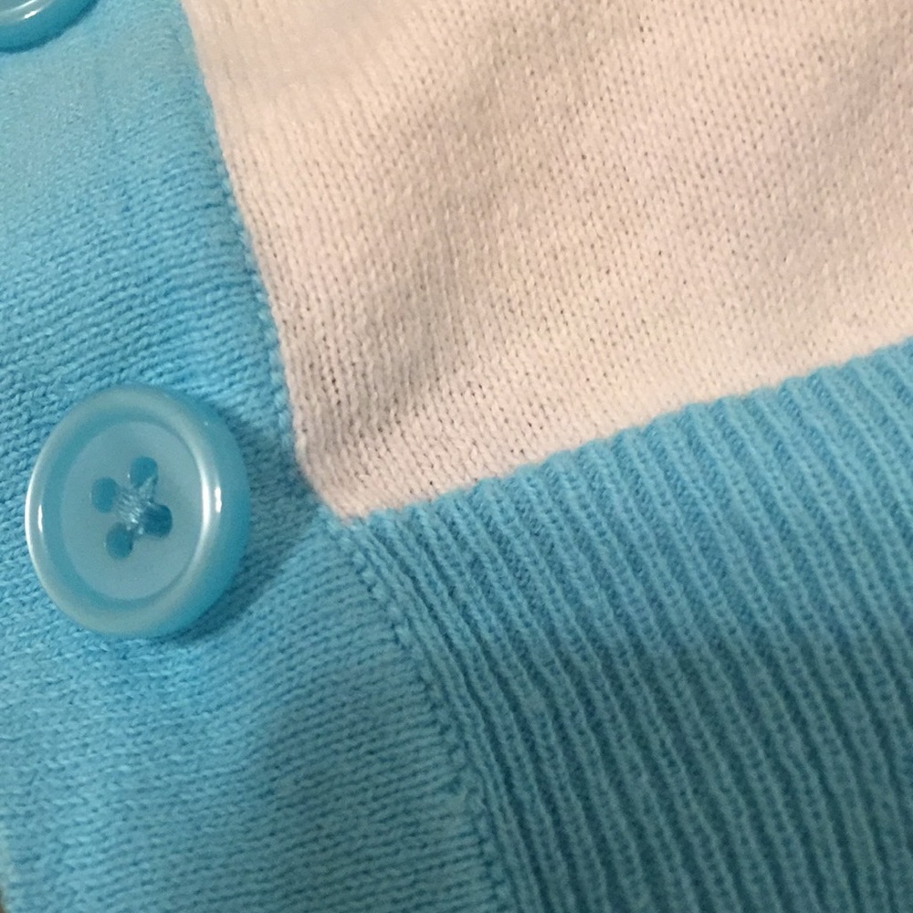 Turquoise & White Rugby Striped Cardigan - Picture 4 of 6
